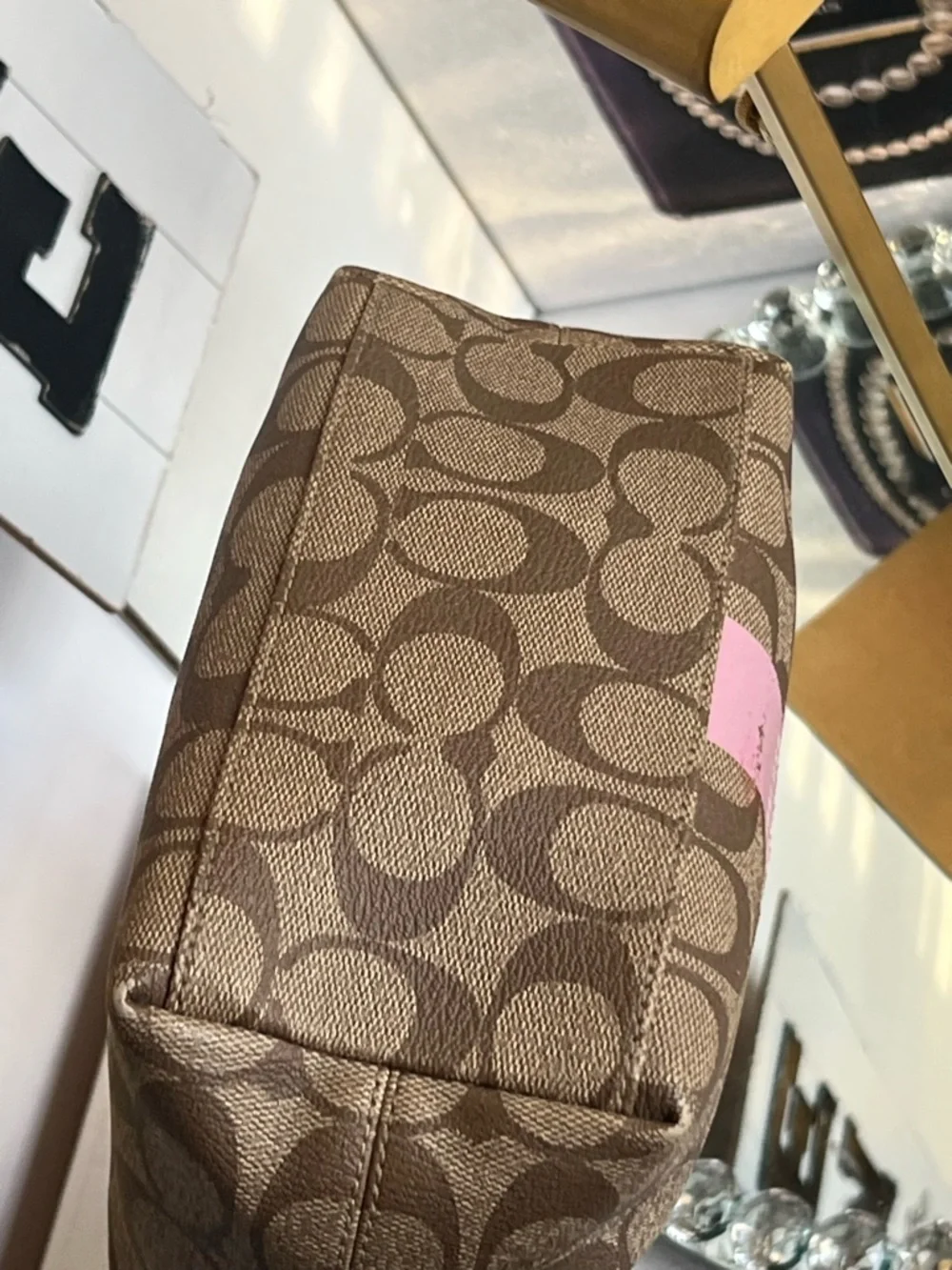 COACH Signature Y2K heritage legacy with Pink Center Stripe and Red Trim